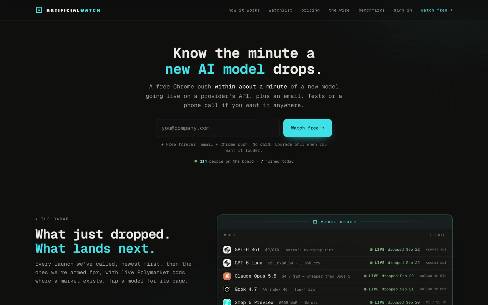 The ArtificialWatch homepage